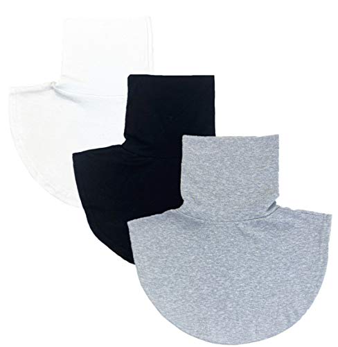 BESTERY REDODECO 3pcs Womens Mock Half Top Collar Neck Dickey False Fake Turtleneck (Black+White+Gray), 39 cm/15.6 inch(stretch elastic)