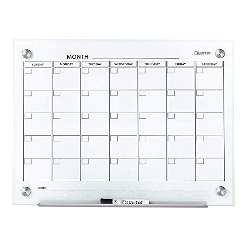 Quartet Magnetic Whiteboard Calendar, Glass Dry Erase White Board Planner, 2' x 1.5'