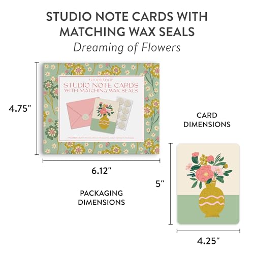 Image of Studio Oh! Blank Note Cards with Envelopes and Wax Seals, Boxed Stationery Set, All Occasion Cards for Thank You Notes, Letters, Gifts and Keepsakes, Dreaming of Flowers