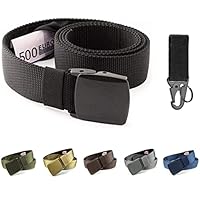 Essentials Group Cinturón antirrobo de Viaje – Cinturón con Bolsillo Secreto de Cremallera Interior. No Pita en aeropuertos. Disponible en 6 Colores. Mosquetón Gratis de Regalo. (Negro)