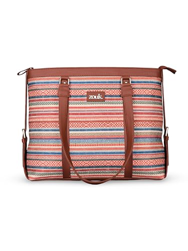 ZOUK Women's Office Bag With External Pocket and Double Handles Shoulder Strap | Assam Tapestry