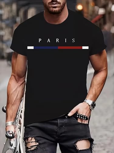 Men's Paris Graphic T-Shirt Quick-Dry Breathable Mesh Tees Letter Printed Short Sleeve Round Neck Casual Design Tops3