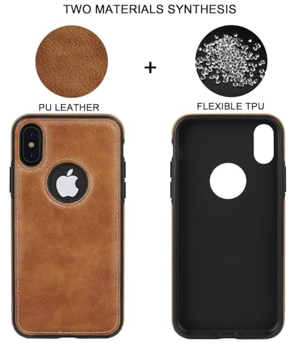 Image of iPhone XR Premium Pu Leather Back Cover Case Drop Camera Protection Anti Scratch Cover Case for iPhone XR Brown