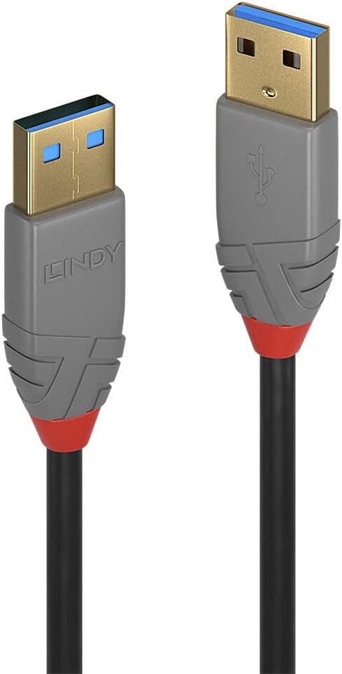 LINDY 36753 3m USB 3.2 Type A Cable, 5Gbps, Anthra Line,Black