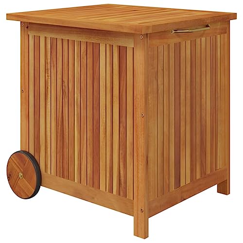 Boîte de rangement d'extérieur avec roulettes, récipient de jardin en bois pour coussins et outils, organisateur polyvalent pour terrasse, piscine, garage, parfait pour une utilisation sur la plage de