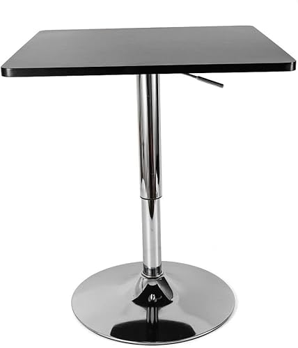 Miniatura 4 de Mesa de bar de 23.6 x 23.6in, mesa cuadrada de bistró ajustable de 70 a 35.4in, adecuada para sala de estar, comedor, bistró, cocina (negro)