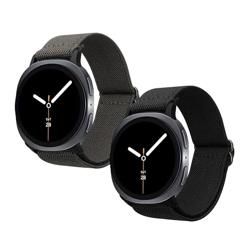 kwmobile 2X Sportarmband kompatibel mit Samsung Galaxy Watch 8 Galaxy/Galaxy Watch 8 Classic 46mm Armband - Sport Ersatzarmband Set aus Nylon f&uuml;r Fitnesstracker - Schwarz Dunkelgrau