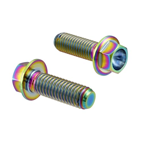 Image of Rison Titanium Bolts Titanium Flanged Hex Head Bolt M6x1.0x10mm 6AL4V Aerospace Grade Ti Bolt Rainbow Titanium Bolt for Motorcycle Car Modification Pack of 5