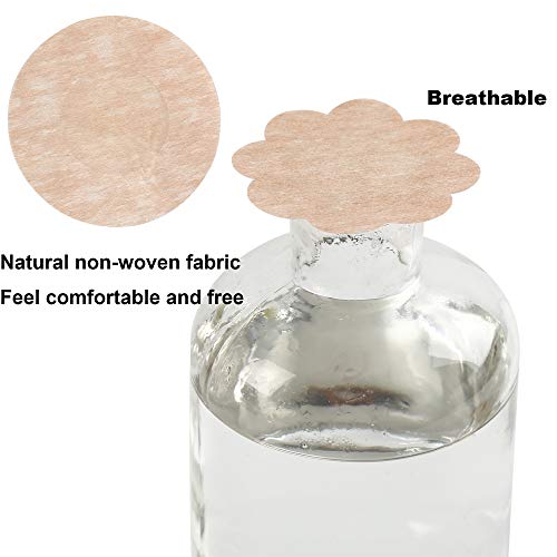 100 Pcs Pasties Nipple Covers Disposable Breast Pasties Comfortable Satin Petals Pasties Petal Self-Adhesive Multi-Shape Bra for Women, Beige, Large3