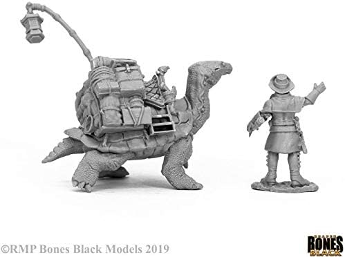 Mini - Reaper Bones Black 44053 Dreadmere Merchant Giant Tortoise & Drayman (2ct)