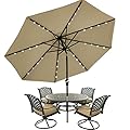 MASTERCANOPY Patio Umbrella with 32 Solar LED Lights -8 Ribs (9ft,Khaki)