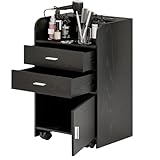 4ever2buy Salon Station for Hair Stylist, Black Beauty Barber Station, Salon Trolley Cart with Wheels, Mobile Organizer for Salon, Spa, Barbershop, Nail & Beauty Tools, Black
