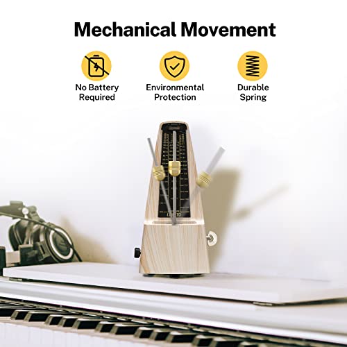 Metronome For Piano Guitar Drum Violin Mechanical Metronome Accurate Track Beat Tempo For Beginner Ash Wood Grain, By Lekato #TOP3