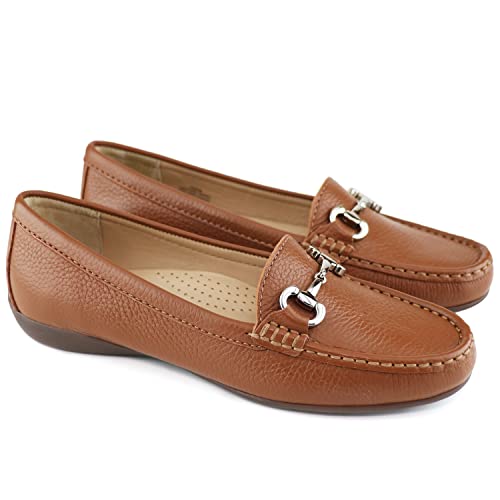 Image of Women's Genuine Leather Slip on Buckle Loafer