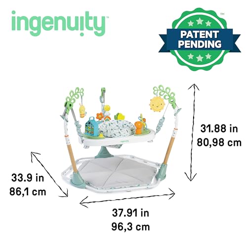 ​Ingenuity 6-in-1 Baby-Spielcenter – Multifunktionales Aktivitäts-Jumperoo – Umwandelbar in Spielgym, Spielhaus & Spieltisch – Inklusive Spielbügel & Bauchlagekissen – Natur-Thema – Für 0-24 Monate