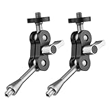 Andoer MA-95 Magic Arm Extension Bracket Monitor Mount Adapter Aluminum Alloy 1/4 Inch Screws Connection Dual Flexible Ball Head for Mounting Video Monitor LED Light, Pack of 2pcs