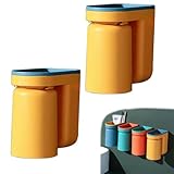 Hausio 2 Stück Zahnbürstenhalter zum Aufkleben mit Becher - Zahnbürstenhalter Wand, Toothbrush Holder, Zahnbürstenkopf Halter, Aufsteckbürsten Halter mit Zahnputzbecher und Abflussloch (Gelb)
