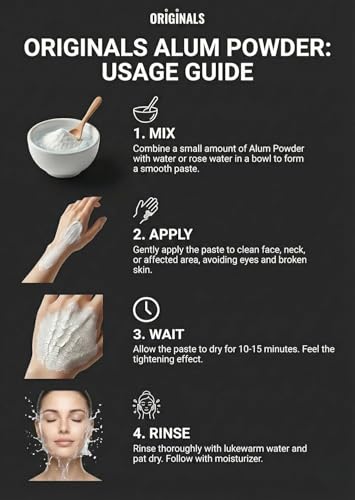 Image of Originals Pure Alum Powder (Fitkari) - 100% Pure and Safe for Face, Skin, Acne, Shaving, Teeth 200 g