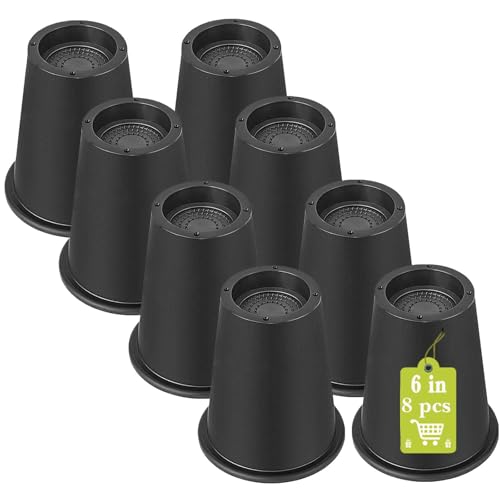 Yookwutar 8 Pack Furniture Risers 6 Inch, Bed Risers Heavy Duty for Table Desk Couch Chair Sofa Cabinet Bed Frame Dorm, Round Table Leg Risers Lift Height 6", Black