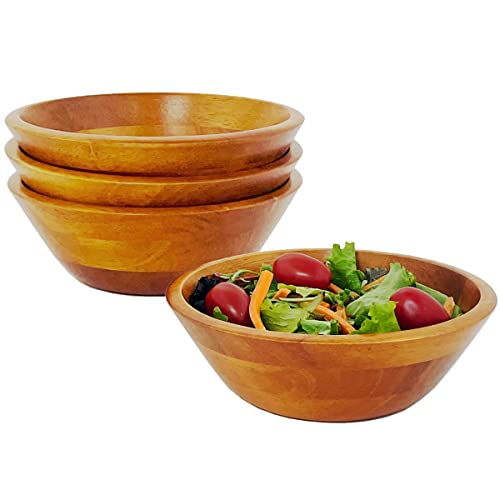 Woodard & Charles Set of 4 Individual Wood Serving Bowls for Salad, Fruit, Snacks, Nuts, or Candy (7