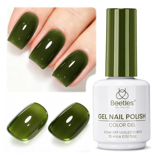 Image of Beetles Sheer Olive Green Jelly Gel Polish - Olive Martini 15ml Fall Gel