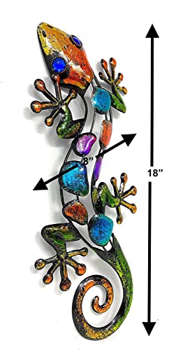 Lizard Decor Colorful Metal Home Garden Yard Wall Art Sculptures Indoor Outdoor 18" X 8" #TOP6