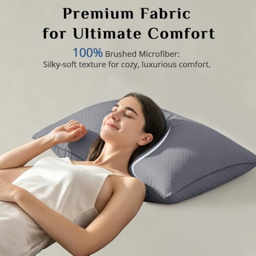 Image of JOLLYVOGUE Grey Pillows King Size Set of 2, Washable Supportive Firm Bed Pillows with Oeko-Tex Certified Soft Down Alternative Fill, Fluffy Luxury Hotel Quality for Side, Back, and Stomach Sleepers
