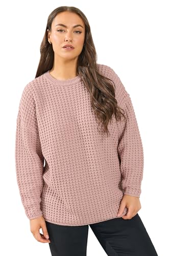 Image of Yours Curve Waffle Knit Jumper - Women's - Plus Size Curve Light Pink