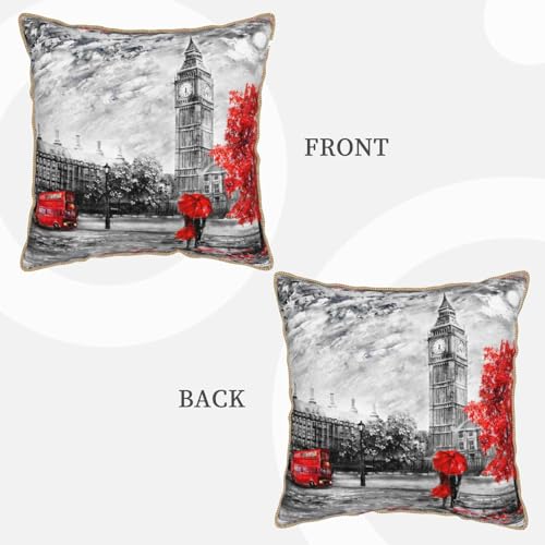 Housse de coussin en velours Londres rouge imprimé 45x45 cm - 4