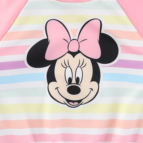 Disney Minnie Mouse Girls UPF 50+ Rash Guard & Bikini Bottom Two Piece Swimsuit Set for Toddlers to Little Kids4