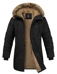 Xnova Winterjacke Herren Parka Lang Warme Gefüttert Fleecejacke Outdoor Winterparka Winddicht Wintermantel Übergangsjacke mit Abnehmbarer Fellbesatz Thermo Wanderjacke, Schwarz, L