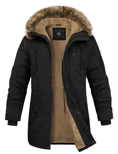 Xnova Winterjacke Herren Parka Lang Warme Gefüttert Fleecejacke...