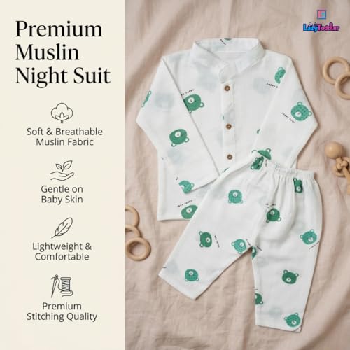 Image of 100% Cotton Muslin Pant Shirt Set | Ultra Soft Breathable Toddler Outfit | Summer Wear Kids Clothing | Skin Friendly Comfortable Fit | SIZE | PRINT