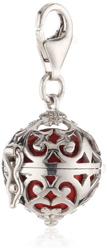 Preisvergleich Produktbild Engelsrufer Classic Charm für Damen mit roter Klangkugel rhodiniertes 925er-Sterlingsilber Größe 14 mm