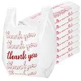 Lawei 500 Count Thank You Bags Reusable Grocery Bag - 13 x 7 x 21 Plastic T-Shirt Bags for Shopping, Restaurants, Catering (15mic, 0.6 Mil)