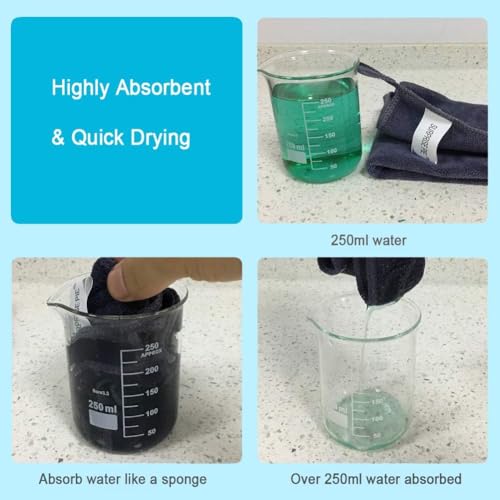 Image of Microfiber Dish Cloth Kitchen Cleaning Rags Car Wash Drying Towel Rags High Absorbent Lint Free Streak Free 12 inch x 12 inch 12 Pack (Grey)