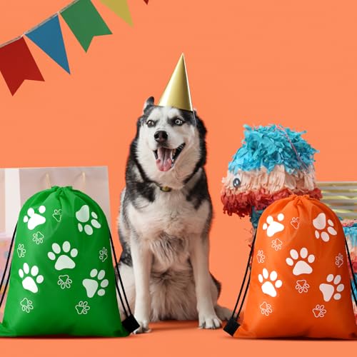 Weewooday 16 Pcs large Paw Print Drawstring Backpack Reusable Paw Bags Cute Puppy String Gift Bags for Party Travel Favors, 15.75 x 11.81 inch (Cute Style)3