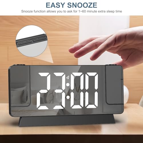 Reloj despertador digital de proyección con temperatura y puerto de carga USB 7
