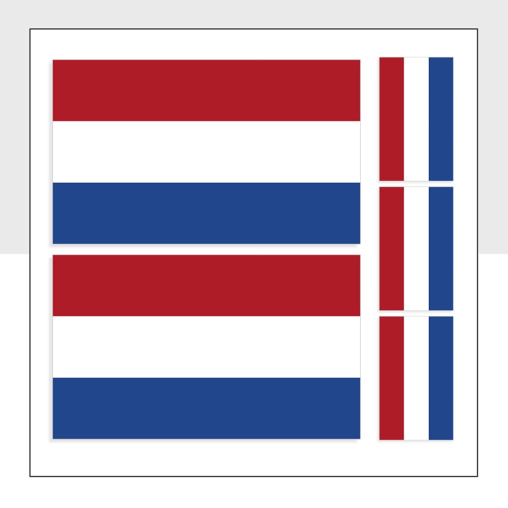 Mixed Pack of 5 Netherlands Flag Vinyl Stickers Waterproof NLD Flag Labels for Bike Van Windows iPad Helmet Bumpers Packwith® #P1065
