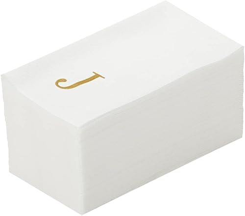 Miniatura 504 de Luxenap - Toallas de invitados de 15.8 x 7.9 pulgadas, 50 toallas de mano con letras plateadas, letra "P", fuente Sans Serif, servilletas de papel
