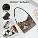 Sannovo Cat Sunflower Shoulder Purse Leather Underarm Purses for Women Mini Hobo Bag Crescent Clutch Purse Lightweight Tote Bag with Zipper Closure, Brown
