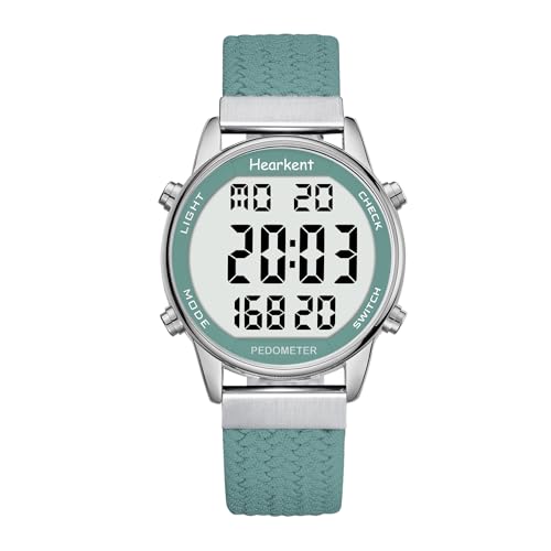 Hearkent Montre podomètre pour femme – Tracker de pas avec compteur de calories, étanche, grand écran LCD pour...