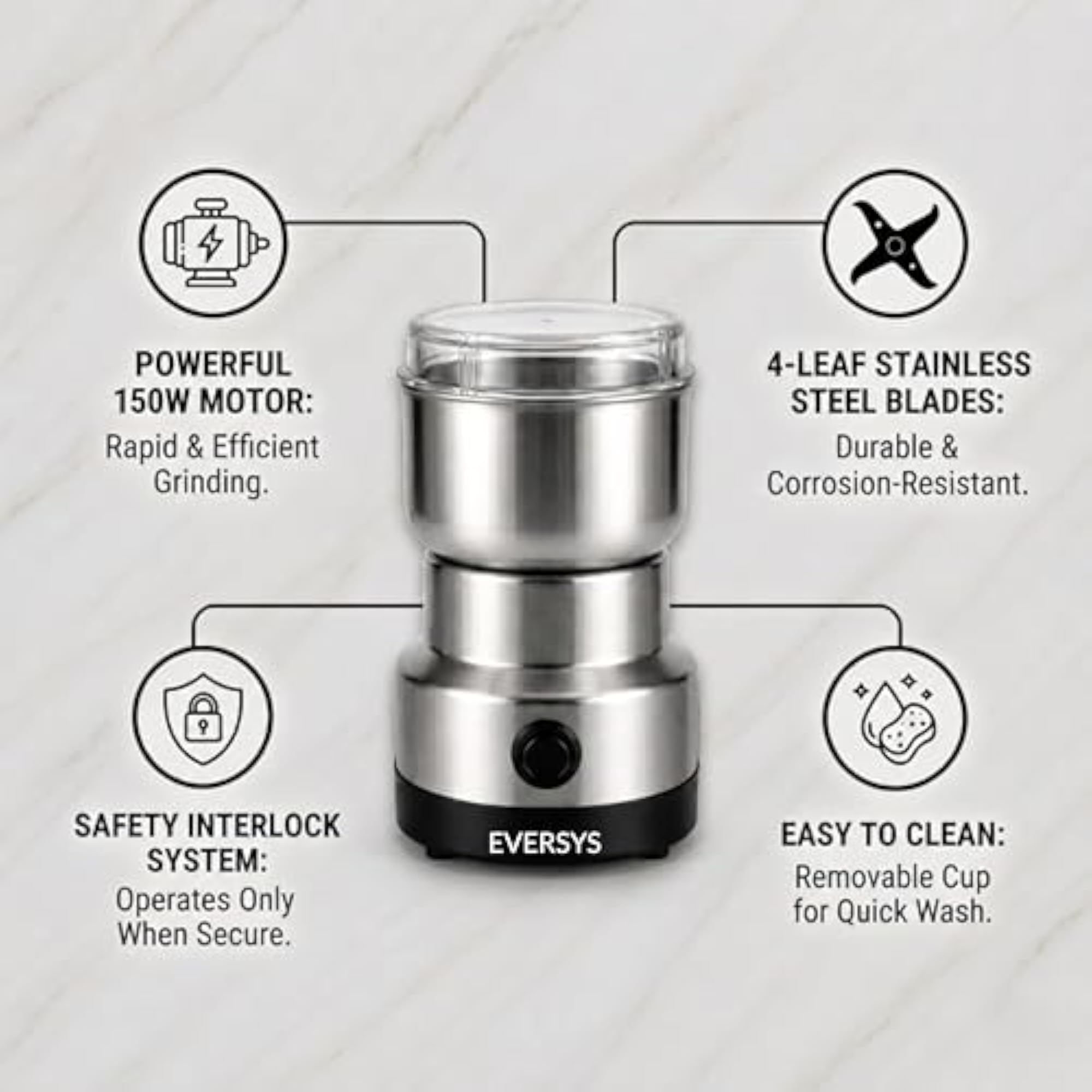 Electric Spice Grinder Mini Mixer for Coffee & Masala
