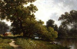 Peinture à l'huile Waywayanda pour décorer un salon élégant avec un paysage de New York 1877