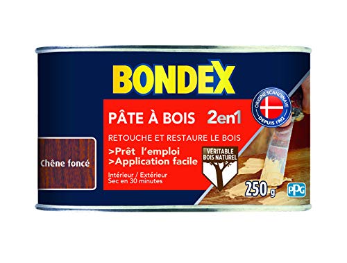 BONDEX - Pate à bois - Rebouche et Restaure le Bois - Sec en 30 min - 250g - Chêne foncé Cover