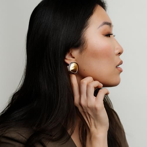 Hammered Gold & Maroon Oval Statement Earrings – Bold Lightweight Fashion Jewelry for Women2