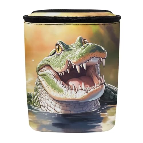 Image of DISNIMO Crocodile Hanging Car Trash Can Black Car Garbage Storage Bag with Lid Auto Rubbish Bin Leak-Proof Cars Trash Can Portable Organizer for Men Women Keeps Clean