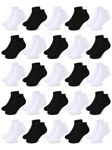 Image of Cooraby 25 Pairs Kids' Low Cut Socks Half Cushion Sport Ankle Athletic Socks