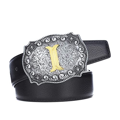 Image of HUABOLA CALYN Belt Buckle Men, Western Cowboy Rodeo Small Alphabet Letter ABCDMRJ to Z Initial Belt Buckles for Women