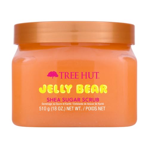 Image of Tree Hut Jelly Bear Body Scrub, Exfoliating & Hydrating Sugar Scrub with Shea Butter & Essential Oils, Smooth Skin, Body Exfoliator For All Skin Types, Self Care Gifts for Women, Vegan, 18 Oz